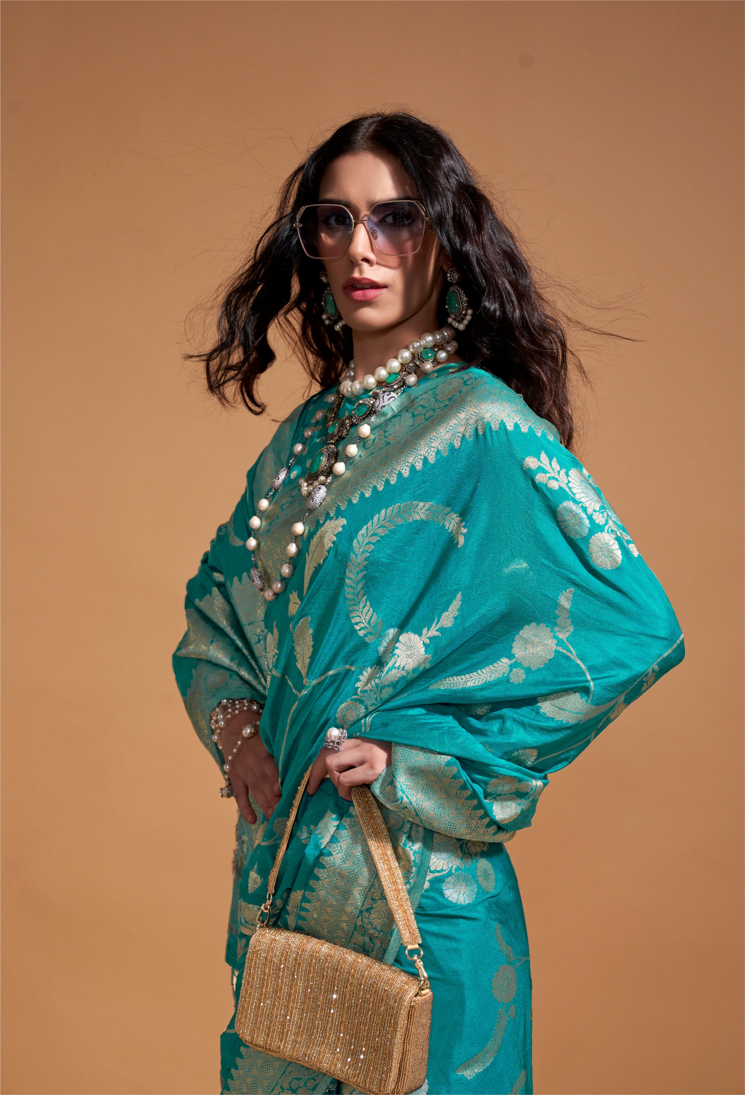 Monjolika Fashion Aqua Blue Silk Weaving Designer Traditional Saree - Distacart