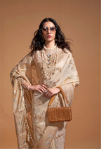 Monjolika Fashion Cream Silk Weaving Designer Traditional Saree - Distacart