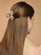 Panash Gold-Toned & White Embellished Claw Clip - Distacart