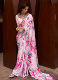 Monjolika Fashion Crepe Satin Digital Print Light Pink Trendy Saree