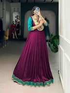 Lorenvalley Fashion Wine Vichitra Silk Zari Weaving Work With Lace Touch Up Gown