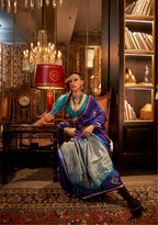 Monjolika Fashion Violet Satin Weaving Work Festival Traditional Saree