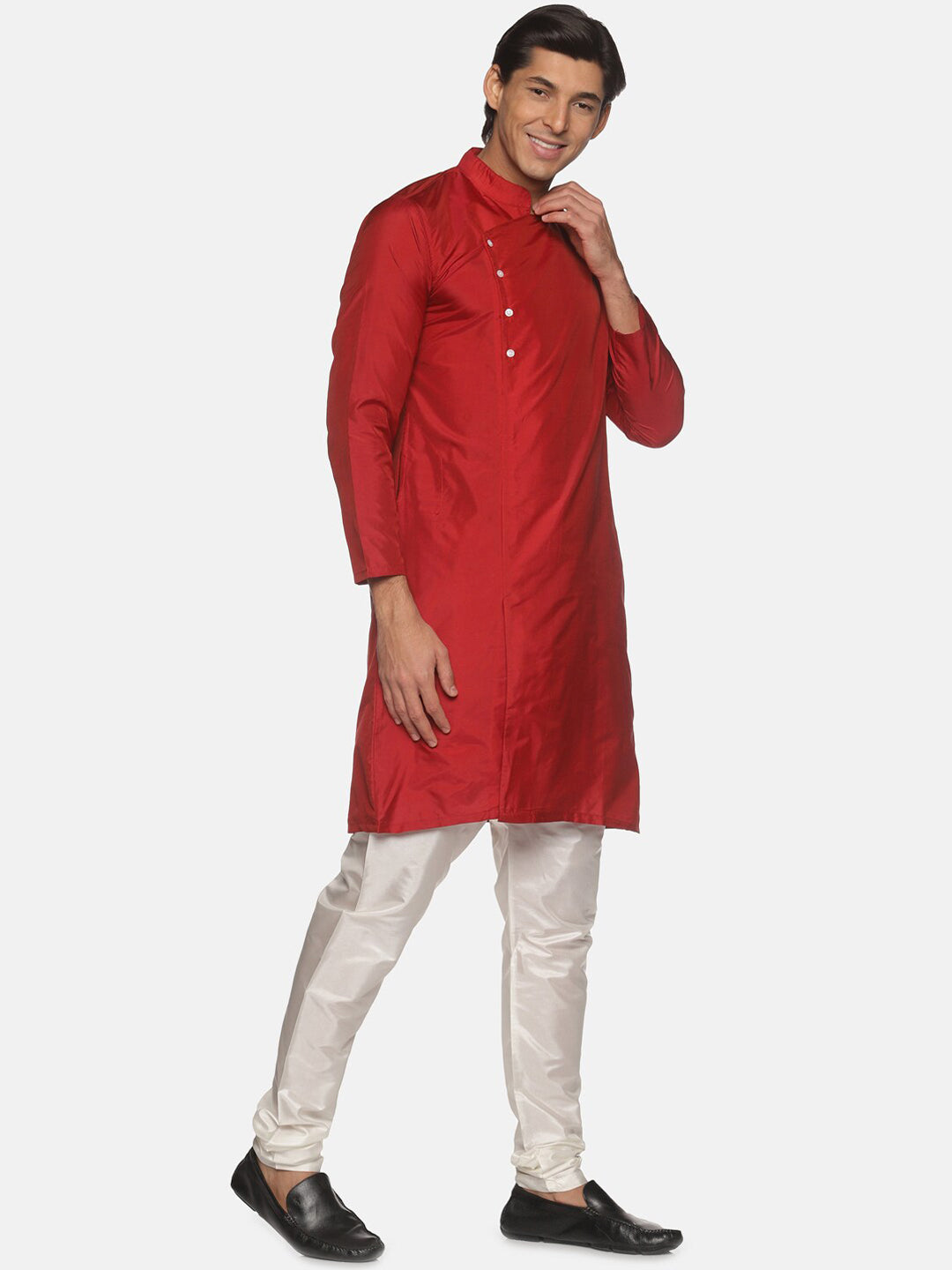 Sethukrishna Men Maroon Angrakha Kurta with Pyjamas - Distacart