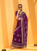 Monjolika Fashion Purple Printed Georgette Traditional Saree - Distacart