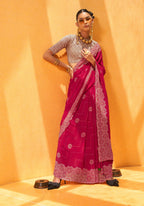 Monjolika Fashion Rani Georgette Printed Trendy Saree - Distacart