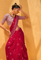 Monjolika Fashion Rani Georgette Printed Trendy Saree - Distacart