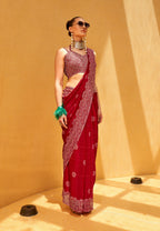Monjolika Fashion Hot Pink Party Georgette Printed Contemporary Saree - Distacart