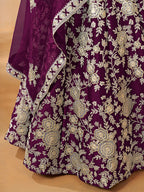Monjolika Fashion Embroidered Art Silk Purple Lehenga Choli