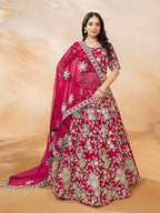 Monjolika Fashion Art Silk Embroidered Rani Pink Trendy Lehenga Choli
