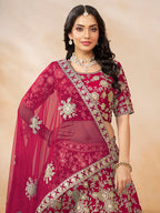 Monjolika Fashion Art Silk Embroidered Rani Pink Trendy Lehenga Choli