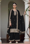 Monjolika Fashion Georgette Embroidered Black Salwar Kameez - Distacart