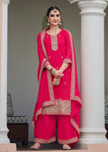 Monjolika Fashion Embroidered Georgette Rani Pink Trendy Salwar Kameez - Distacart