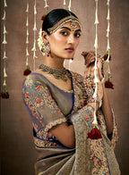 Monjolika Fashion Embroidered Organza Silk Grey Classic Saree
