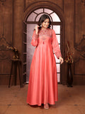 Monjolika Fashion Light Pink Triva Silk Embroidered Wedding Wear Gown - Distacart