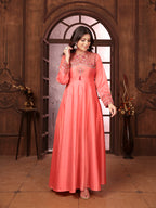 Monjolika Fashion Light Pink Triva Silk Embroidered Wedding Wear Gown - Distacart