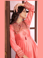 Monjolika Fashion Light Pink Triva Silk Embroidered Wedding Wear Gown - Distacart