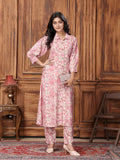Monjolika Fashion Light Pink Premium Rayon Floral Printed Long Kurta And Pant Set - Distacart