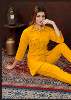 Monjolika Fashion Yellow Maaza Cotton With Hand Work Trendy Co Ord Set - Distacart