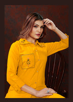 Monjolika Fashion Yellow Maaza Cotton With Hand Work Trendy Co Ord Set - Distacart