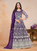 Monjolika Fashion Purple Color Embroidered Santoon Net Salwar Suit - Distacart