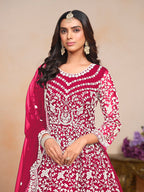 Monjolika Fashion Rani-Pink Color Embroidered Santoon Net Salwar Suit - Distacart