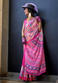 Monjolika Fashion Printed Satin Pink Colour Classic Saree - Distacart