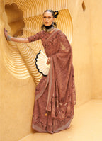 Monjolika Fashion Printed Georgette Classic Saree In Brown - Distacart