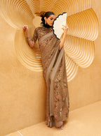 Monjolika Fashion Printed Georgette Classic Saree In Brown - Distacart