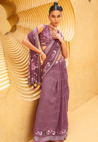 Monjolika Fashion Printed Georgette Classic Saree In Purple - Distacart