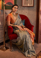 Monjolika Fashion Tussar Silk Weaving Grey Traditional Saree - Distacart