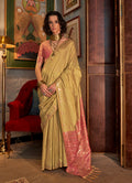 Monjolika Fashion Tussar Silk Weaving Golden Traditional Saree - Distacart
