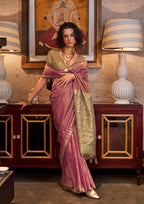 Monjolika Fashion Tussar Silk Weaving Onion Pink Traditional Saree