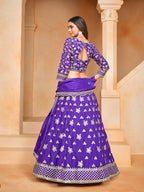 Monjolika Fashion Embroidered Art Silk Violet Designer Lehenga Choli