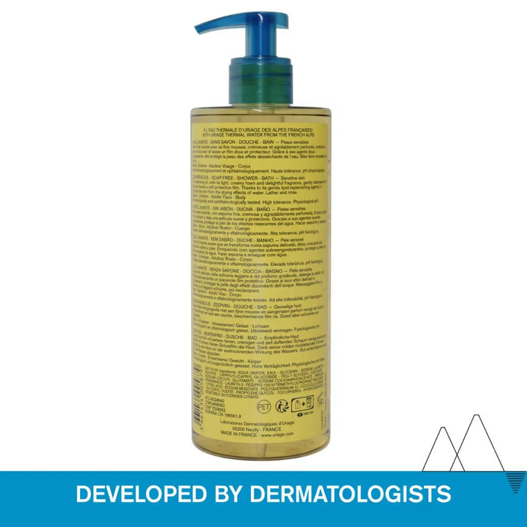 Uriage Cleansing Oil with 25% Glycerin Dermat Recommended Gently Cleanses & Moisturizes Face & Body