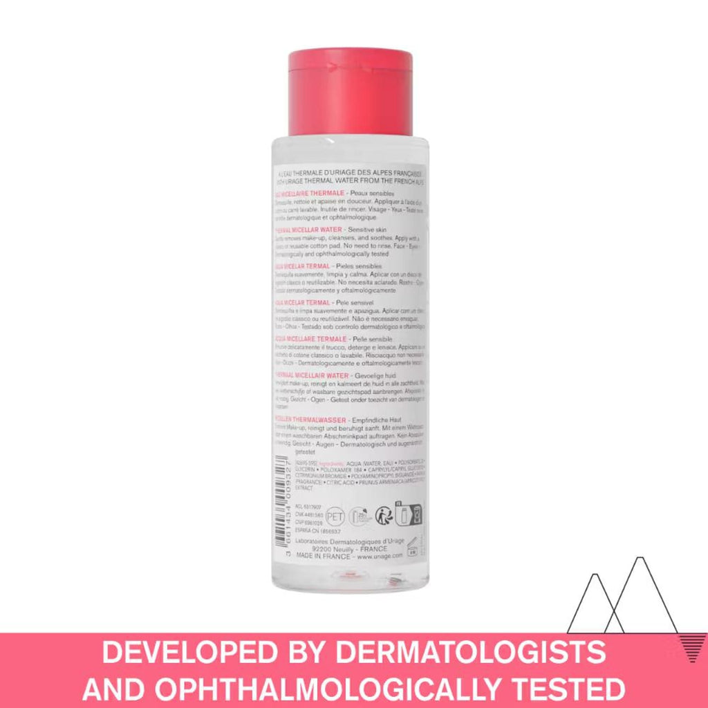 Uriage Thermal Micellar Water for Sensitive Skin Removes Makeup from Face & Eyes Dermat Recommended