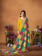 Monjolika Fashion Mustard Color Embroidered Santoon Chinnon Salwar Suit - Distacart