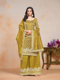 Monjolika Fashion Mustard Color Embroidered Santoon Art Silk Salwar Suit - Distacart