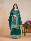 Monjolika Fashion Teal-Green Color Embroidered Santoon Art Silk Salwar Suit - Distacart