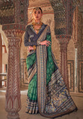 Monjolika Fashion Green Printed Viscose Silk Designer Traditional Saree