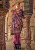 Monjolika Fashion Dark Pink Printed Viscose Silk Designer Traditional Saree
