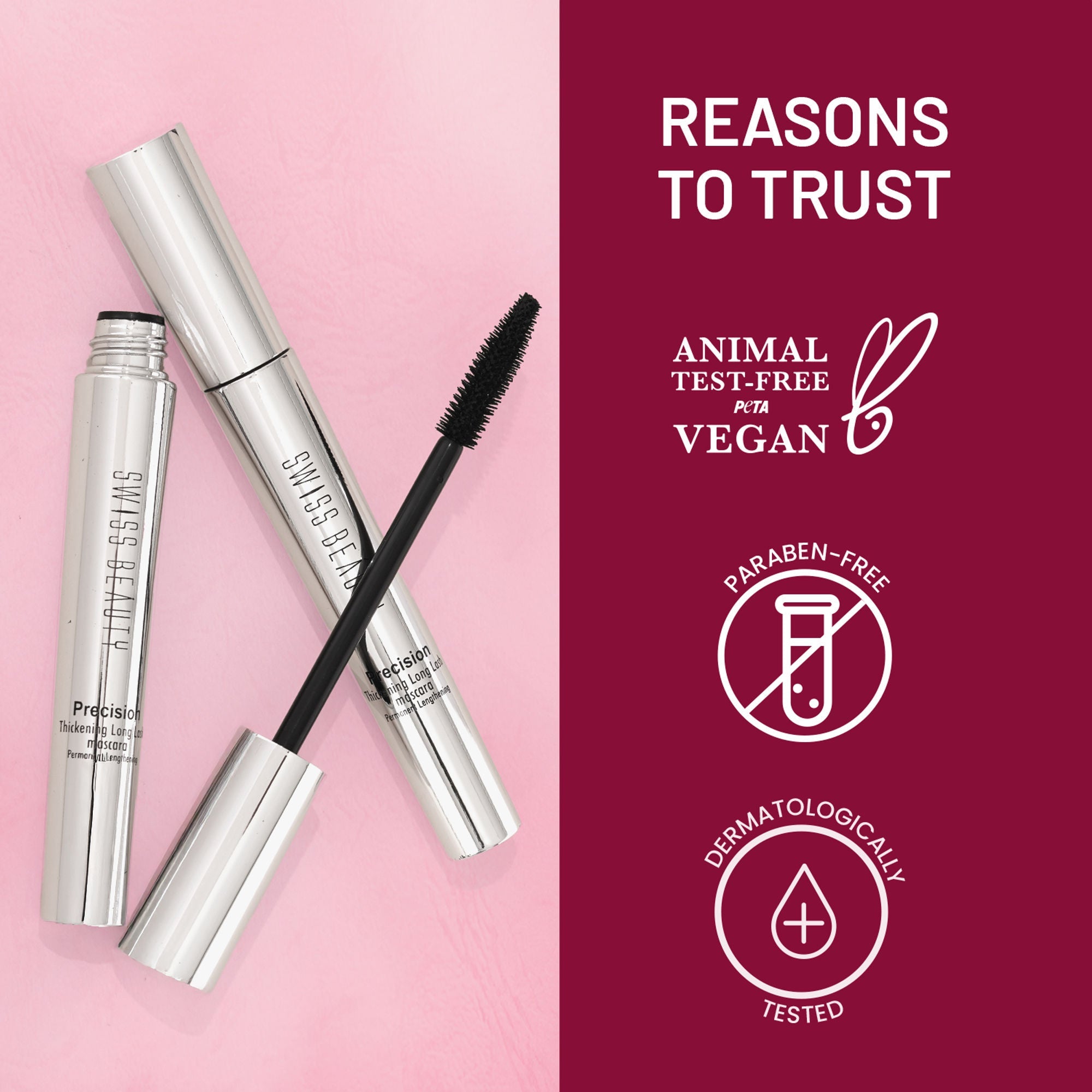 Swiss Beauty Precision Thickening Long Lash Mascara ,Waterproof , Smudge-Proof - Black - Distacart