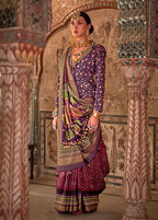 Monjolika Fashion Maroon Printed Viscose Silk Designer Traditional Saree