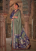 Monjolika Fashion Green Printed Viscose Silk Designer Traditional Saree