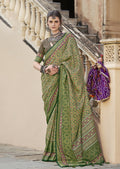 Monjolika Fashion Silk Patola Print Green Traditional Saree - Distacart