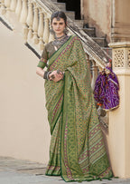 Monjolika Fashion Silk Patola Print Green Traditional Saree - Distacart