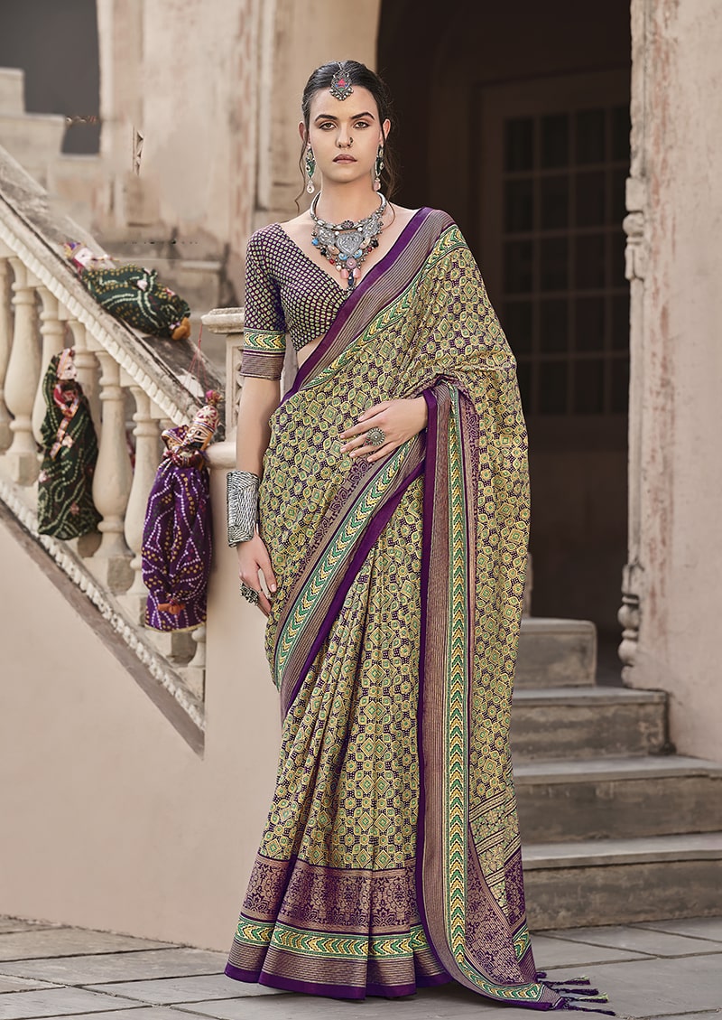 Monjolika Fashion Silk Patola Print Multi Colour Traditional Saree - Distacart