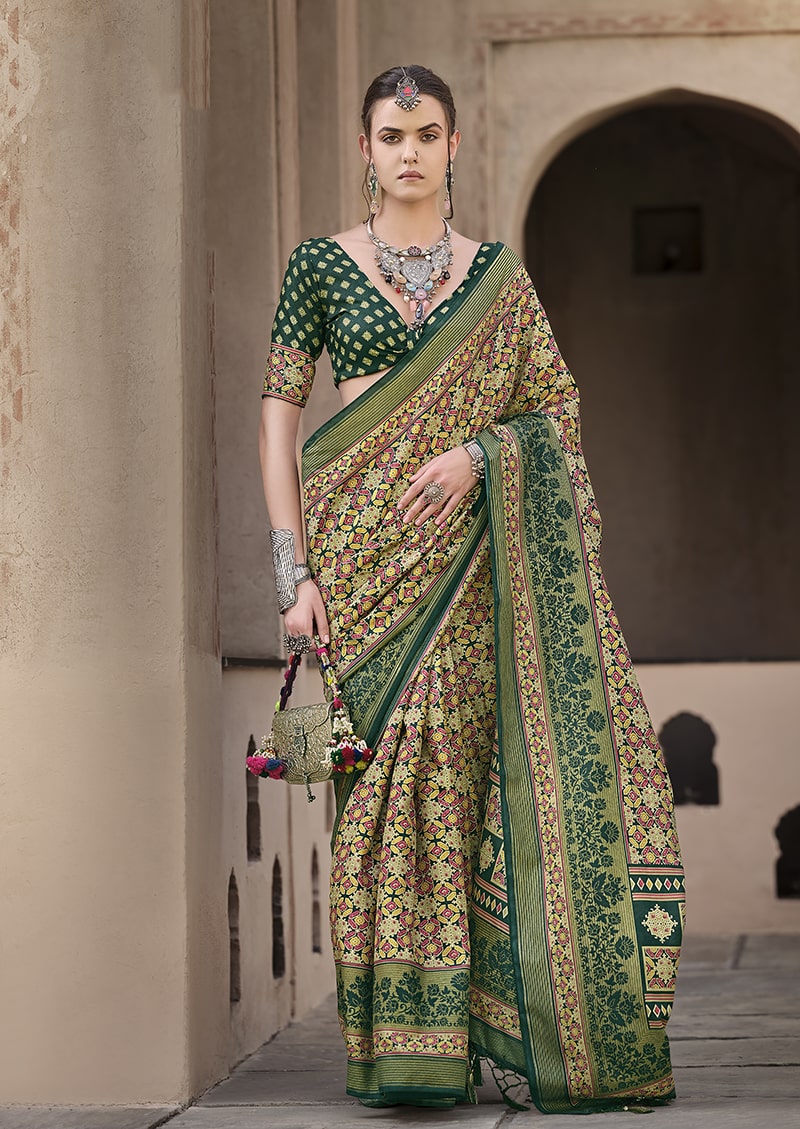Monjolika Fashion Silk Patola Print Multi Colour Traditional Saree - Distacart