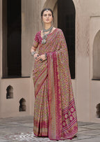 Monjolika Fashion Silk Patola Print Rani Pink Traditional Saree - Distacart