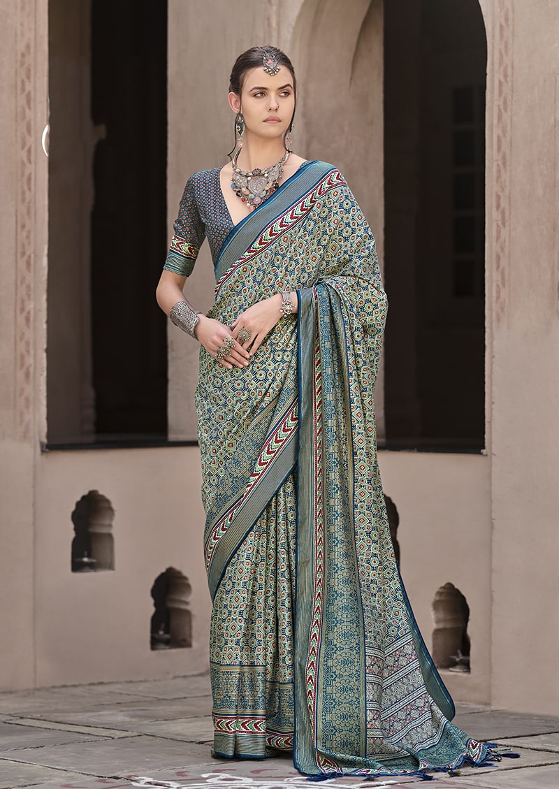 Monjolika Fashion Silk Patola Print Multi Colour Traditional Saree - Distacart