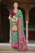Monjolika Fashion Light Green And Pink Patola Print Silk Festival Trendy Saree - Distacart